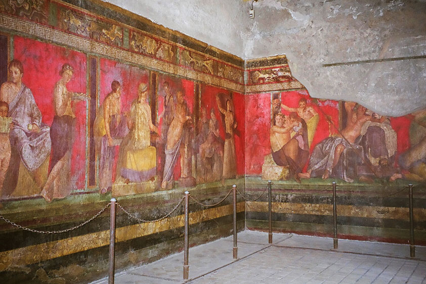 Ancient Frescoes wall paintings in Naples Pompeii