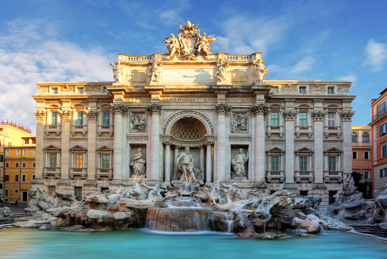 Historic Trevi Fountain in Rome Italy